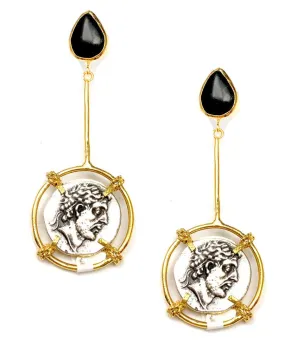 pendientes largos monedas romanas, joyas online