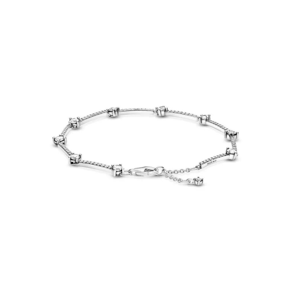 Pulsera Pandora de Plata de ley con circonitas cúbicas y cristales azul claro