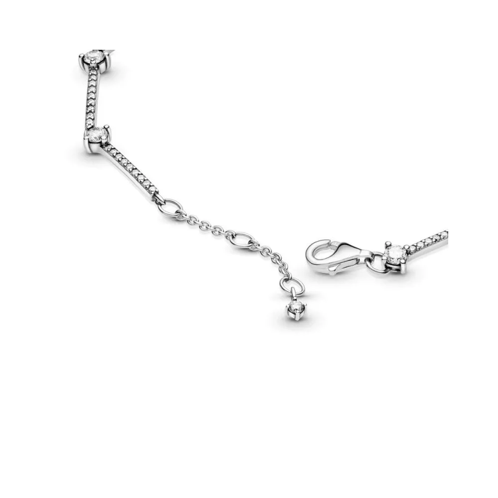 Pulsera Pandora de Plata de ley con circonitas cúbicas y cristales azul claro